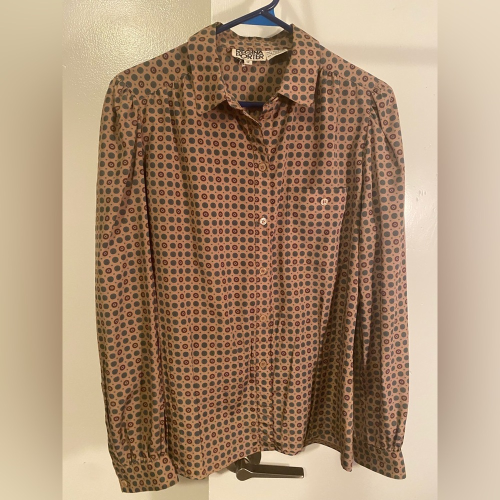 Vintage Brown and Black Dot blouse